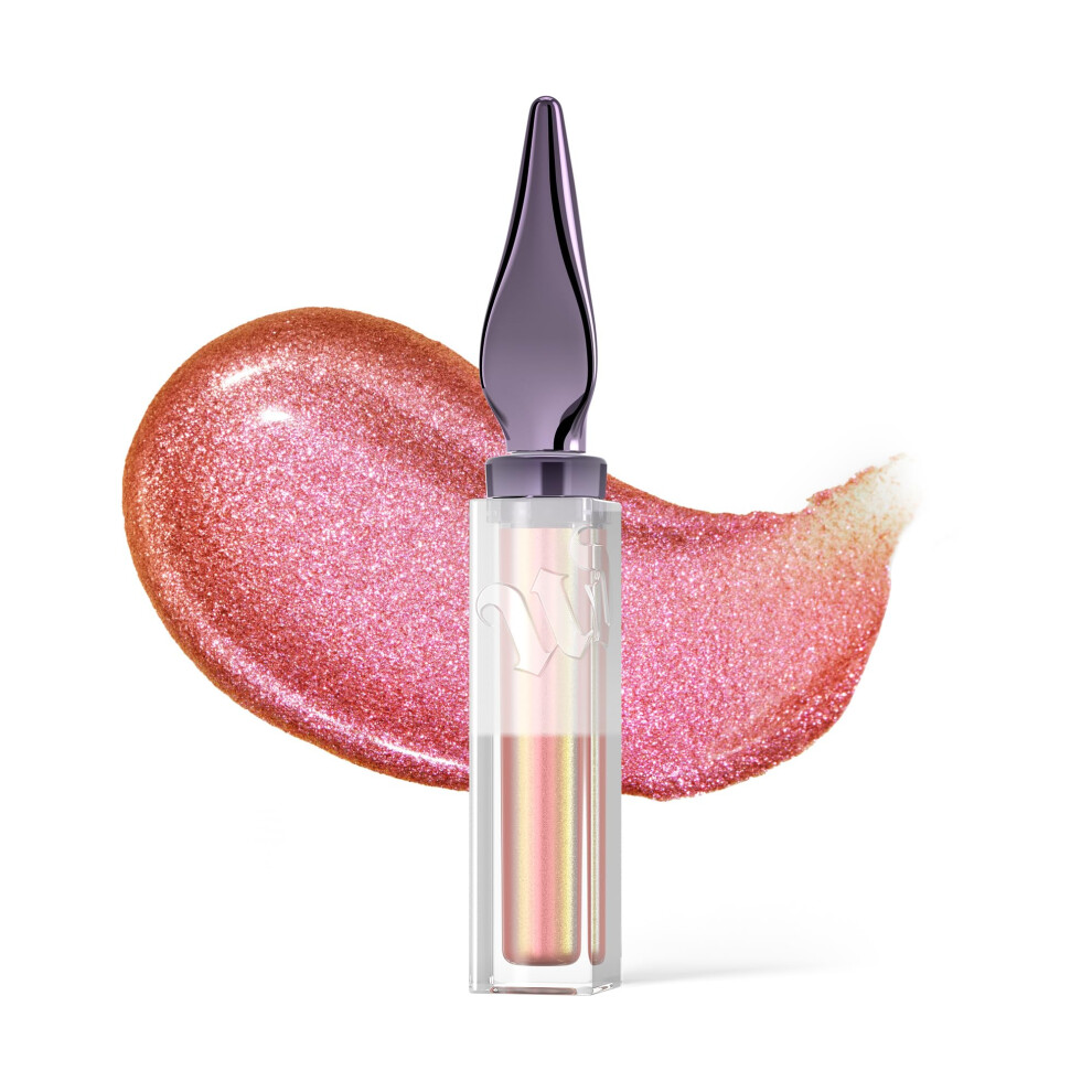 Urban Decay 24/7 Glaze-On Liquid Eyeshadow (Sunshine Tax - Pink Gold Duo Chrome)  Crease-resistant  Glitter Eye Makeup with Built-in Brush  Smooth App