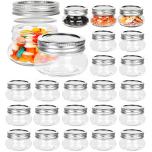 BETROME 4 oz Mason-burkar 24-pack 120 ml konservburkar av glas med vanliga munlock Glasburkar Frvaringsbehllare fr havre ver natten Jam Jelly