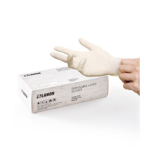 LANON 5 mil Latex Disposable Gloves Food-Contact Grade Powder-Free Fully Textured White Medium