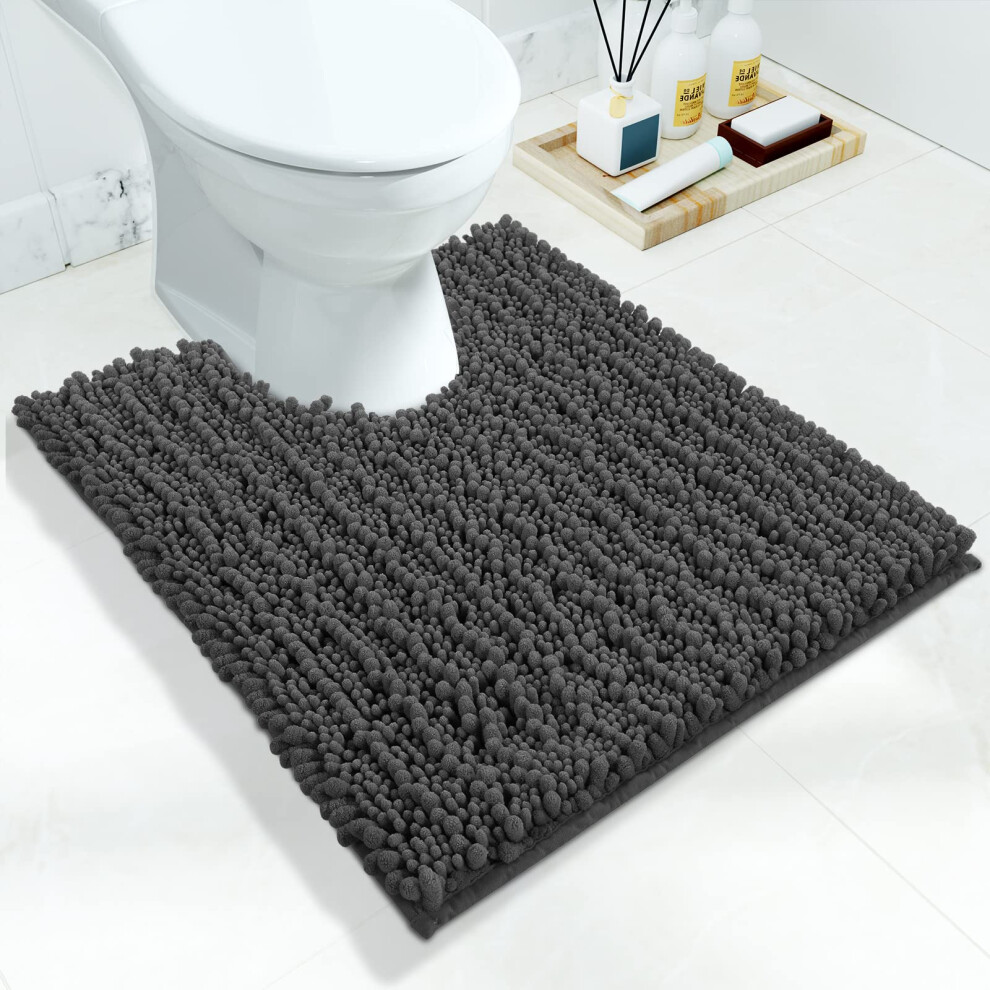Yimobra Luxuriser, Zotteliger Toilettenteppich, Rutschfeste Kontur-Badematte Fr Badezimmerbden, 62,3 X 52,1 Cm, Weicher, Bequemer U-Frmiger T-image