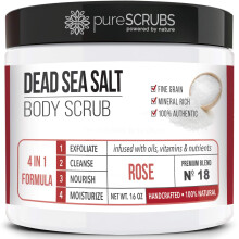 pureSCRUBS Premium organische bodyscrubset - grote 16oz ROSE BODY SCRUB - Dode Zeezout doordrenkt met biologische essenti?e oli? en voedingsstoffen I