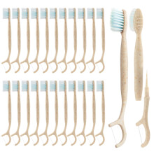 NUDUKO Cepillos de Dientes de Viaje - 4 en 1 Cepillos Desechables Biodegradables con Raspador de Lengua