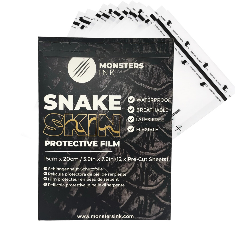 Monsters Ink 12 Sheets Matte Tattoo Aftercare Bandage Tattoo Snake Skin Tattoo Cover Snake Skin Bandage Tattoo Film Tattoo Aftercare Waterproof Band