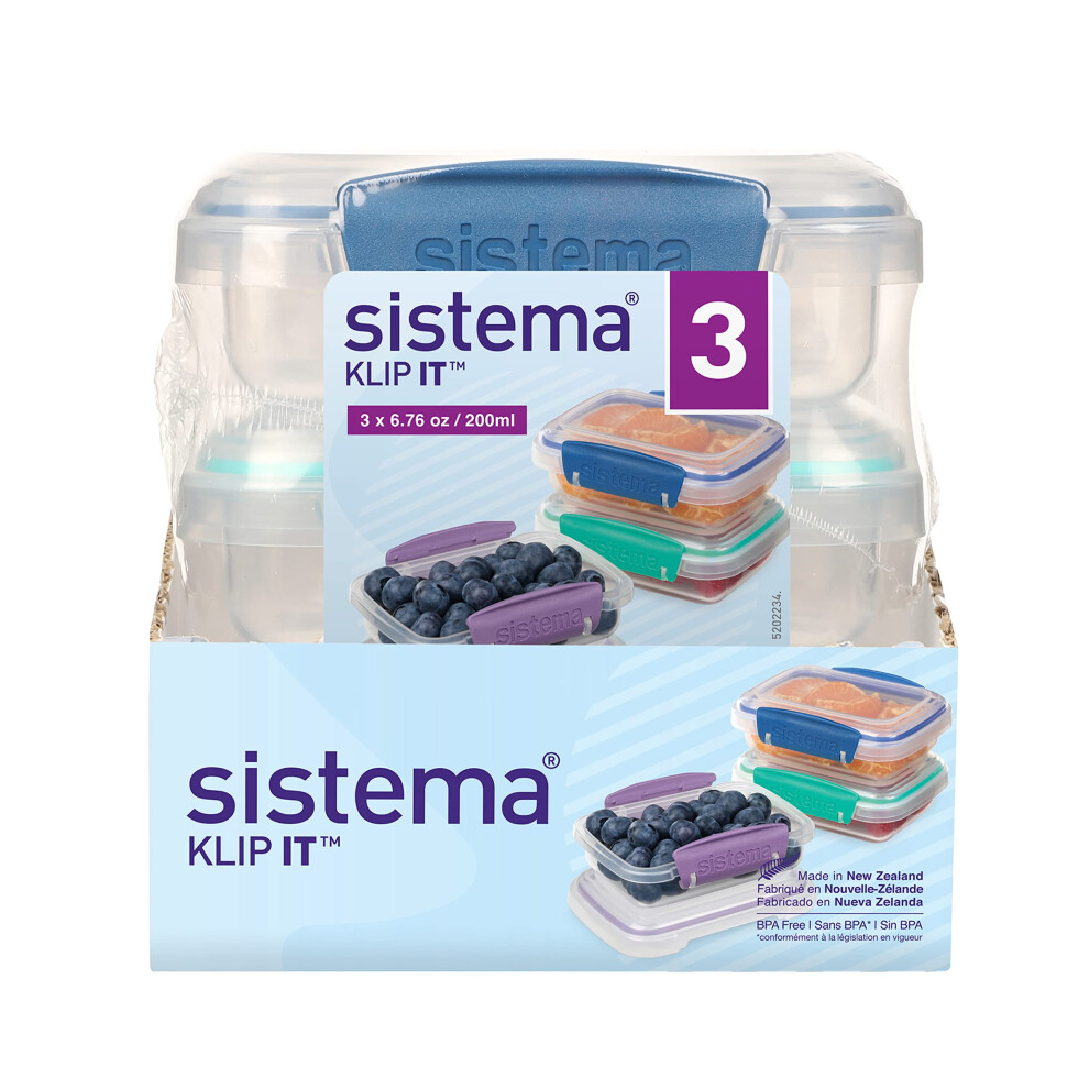 Sistema Klip It Food Storage Container  200 ml  3-Pack (Colors May Vary)