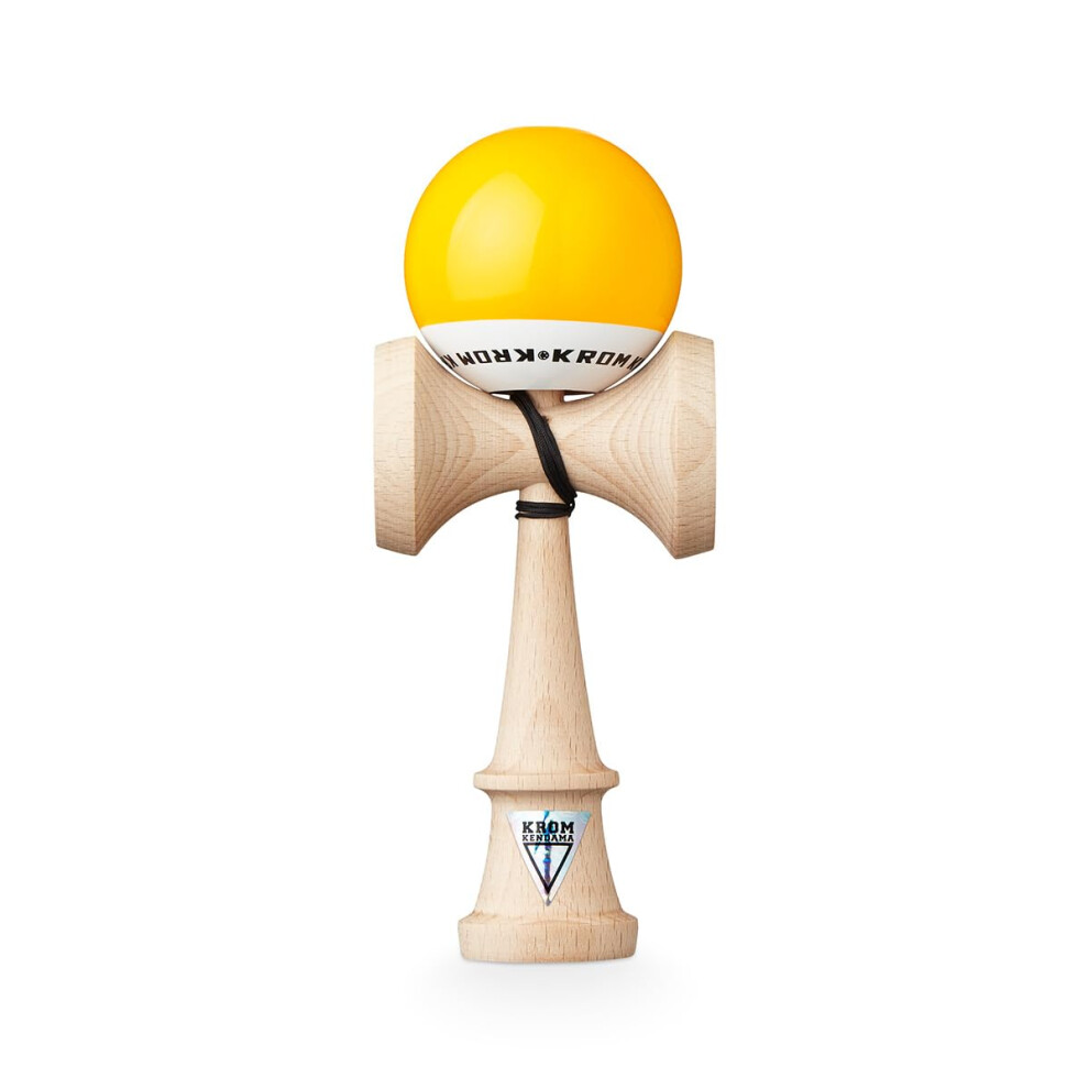 Krom - Kendama Toy Pop Lol - High Wood Quality - Extra Strong - For Beginner And Pro - Gift Pack : Extra String + Stickers Yellow