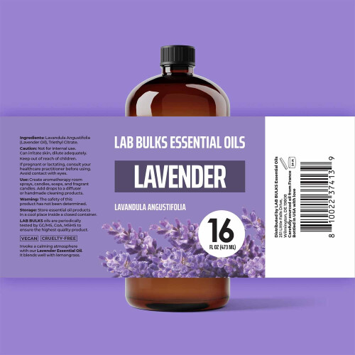 Lab Bulks Eterisk Olja (2-Pack) Lavendel för Diffusorer, Doftljus, Hår, Hem - 16 oz 1