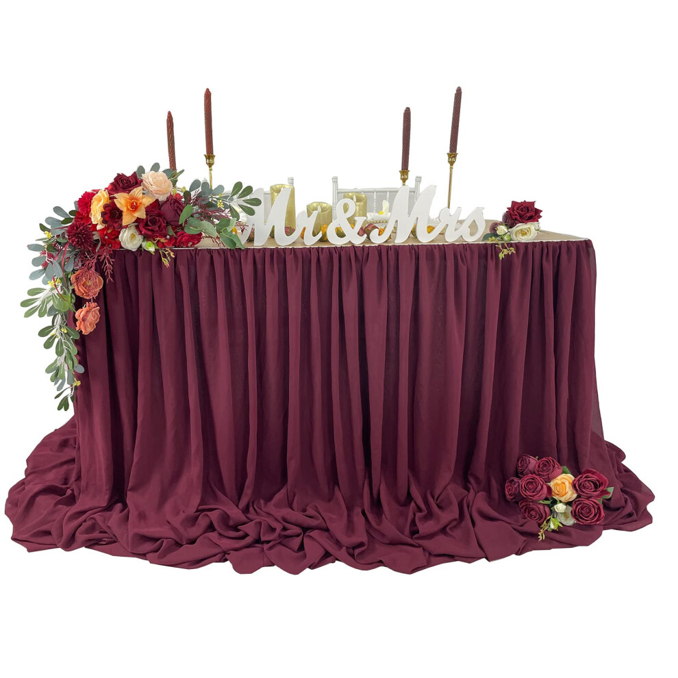 Jupe de table en mousseline flottante et en piscine avec longueur suppl   mentaire 6FT 9FT 14FT Nappe transparente Baby Shower Anniversaires F   te G