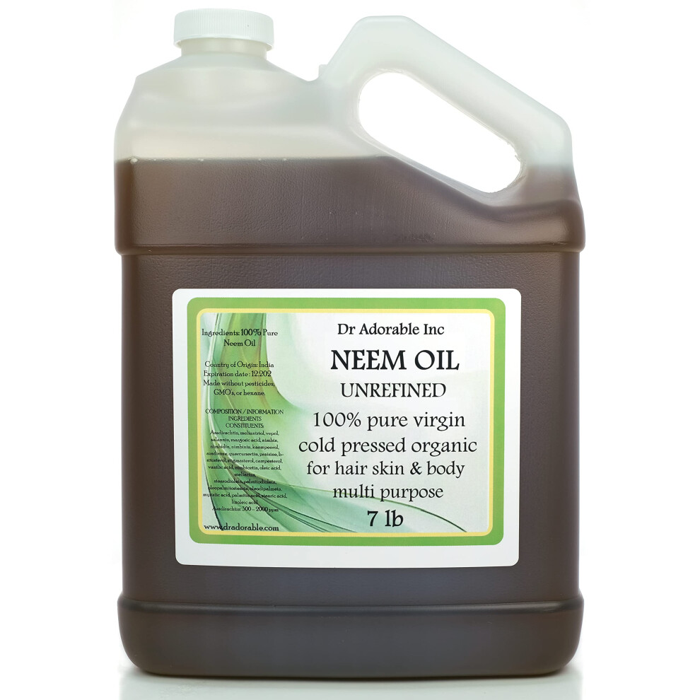 Dr. Adorable Dr Adorable - 7 Lb - Neem Oil - Unrefined 100% Pure Natural Organic Cold Pressed