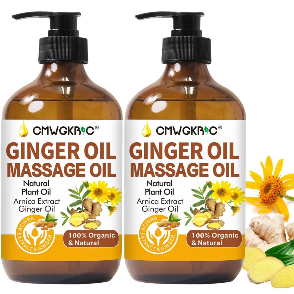 Cmwgkbc 2 Pack Ginger Oil Lymphatic Drainage Massage Belly Drainage Ginger Oil-Warming Tired Sore Muscle Ginger Massage Oils With Natural Arnica Extract Grape