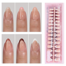 Jsiallye 6 verpakkingen 180 stuks French Tip Press on Nails Short Amandel - French Soft Tip Nails Gel Voorgevormd Geen vijl nodig Losweken Acryl Nepn