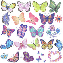 Ooopsiun Glitzer Schmetterling Temporäre Tattoos für Mädchen - 12 Blätter Schmetterlings Partyartikel