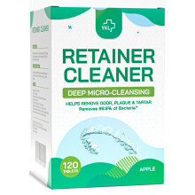 YKL Retainer Cleaner & hammasproteesien puhdistustabletit Mouth Guard Cleaner -puhdistusaineelle Tuoreen omenan maku (120 kpl)