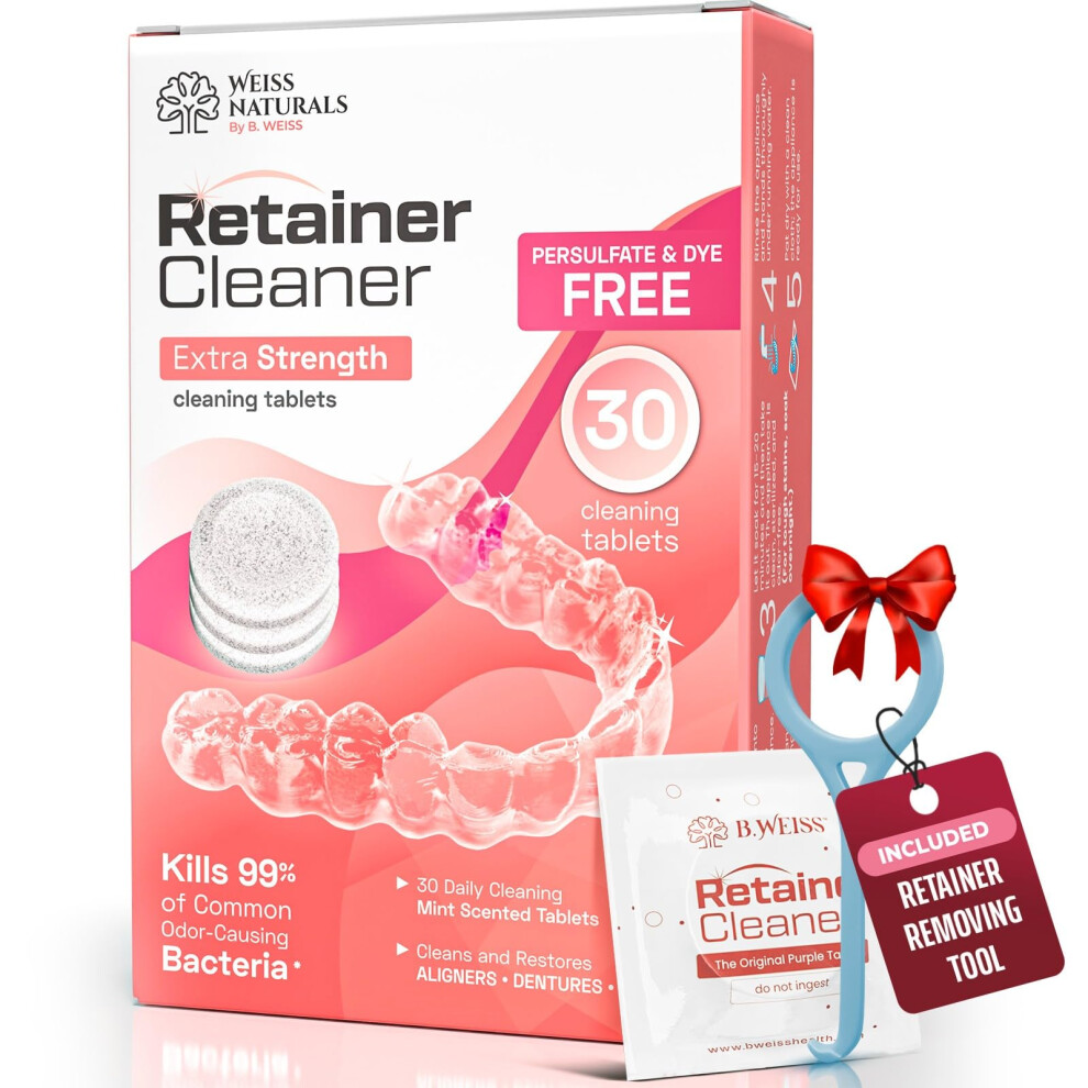 B. Weiss Weiss Naturals Retainer Cleaning Tablets Invisalign Cleaner Remove Stains Odors & Plaque Fsa & Hsa Eligible Night Guard Cleaner Persulfate & Dye