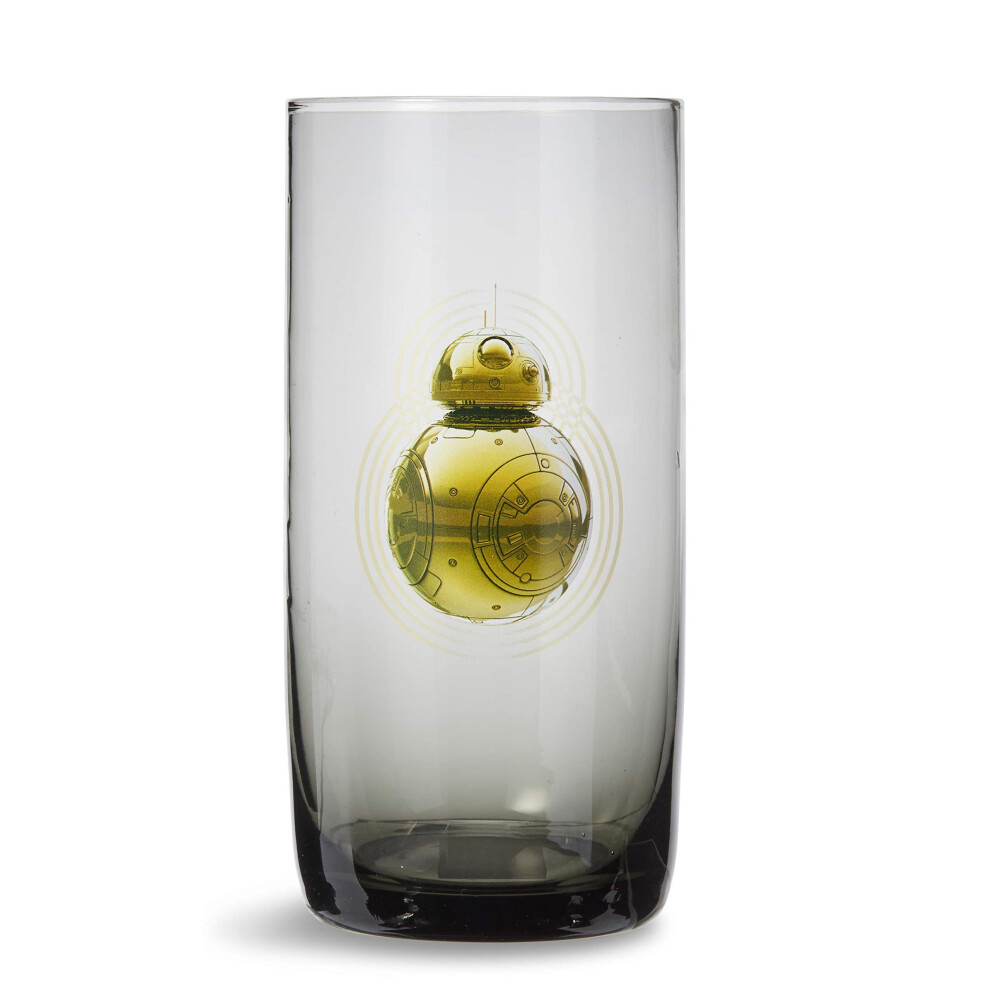 Collectible Star Wars Glassware - 20-Ounce Black Glass Tumbler for Water  Tea  Coffee  or Beer - Features BB-8 Logo Design from The Force Awakens - Li