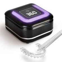 Ultrasone houderreinigermachine met 2 digitale timers UV-tandreinigingspod met kijkpoort 180 ml draagbare kunstgebitreiniger voor mondbeschermers Nac