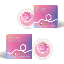 Dr. Emma Woven Dental Floss Coconut Oil Infused Expanding Dental Floss Oral Care Stretchable Floss Mint 33yd Pink Pack of 2
