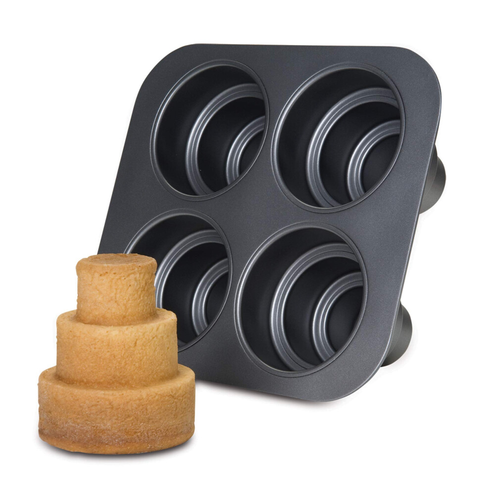 Moule     g   teau     plusieurs niveaux Chicago Metallic 26633, 4 cavit   s, 10,6 x 9,60 x 4,5 pouces, gris, 6 tasses
