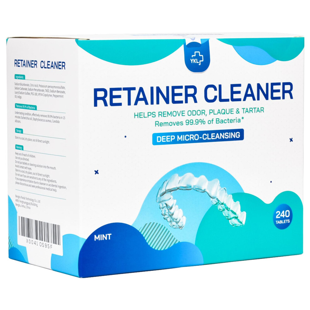 Ykl Retainer & Denture Cleaner Tablets (240 Count) - Dental Aligner Mouth & Night Guards False Teeth Cleaning