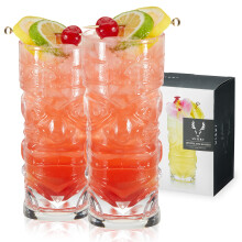 Viski Pacific Tropical Tiki-bril set van 2 - Premium kristalhelder glazen beker Stijlvolle Tiki-glaswerk Baraccessoires en cocktailglas-cadeauset 14