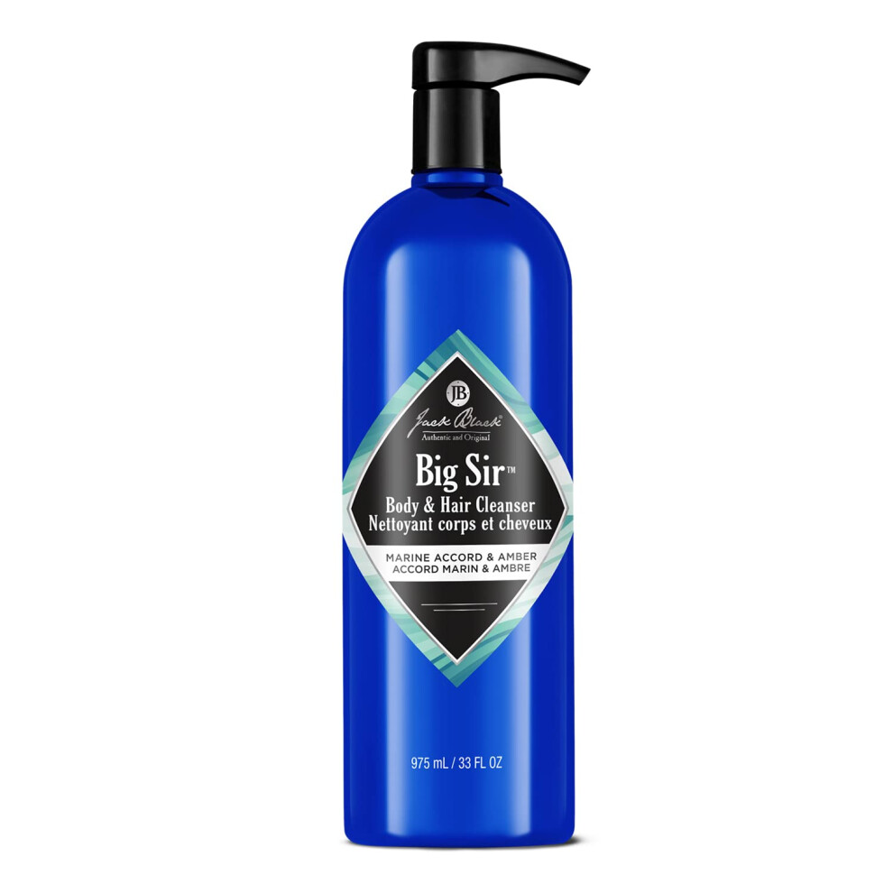 Jack Black Big Sir Hair & Body Cleanser  33 Fl Oz - Marine Accord & Amber - Mens Body Wash  Shampoo Wash  Dual-Purpose Mens Cleanser  Wash Away Dirt &