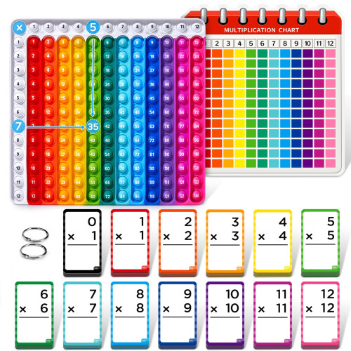 Multiplication Flash Cards + Pop Fidget Chart- 156 Hole Punched Math ...