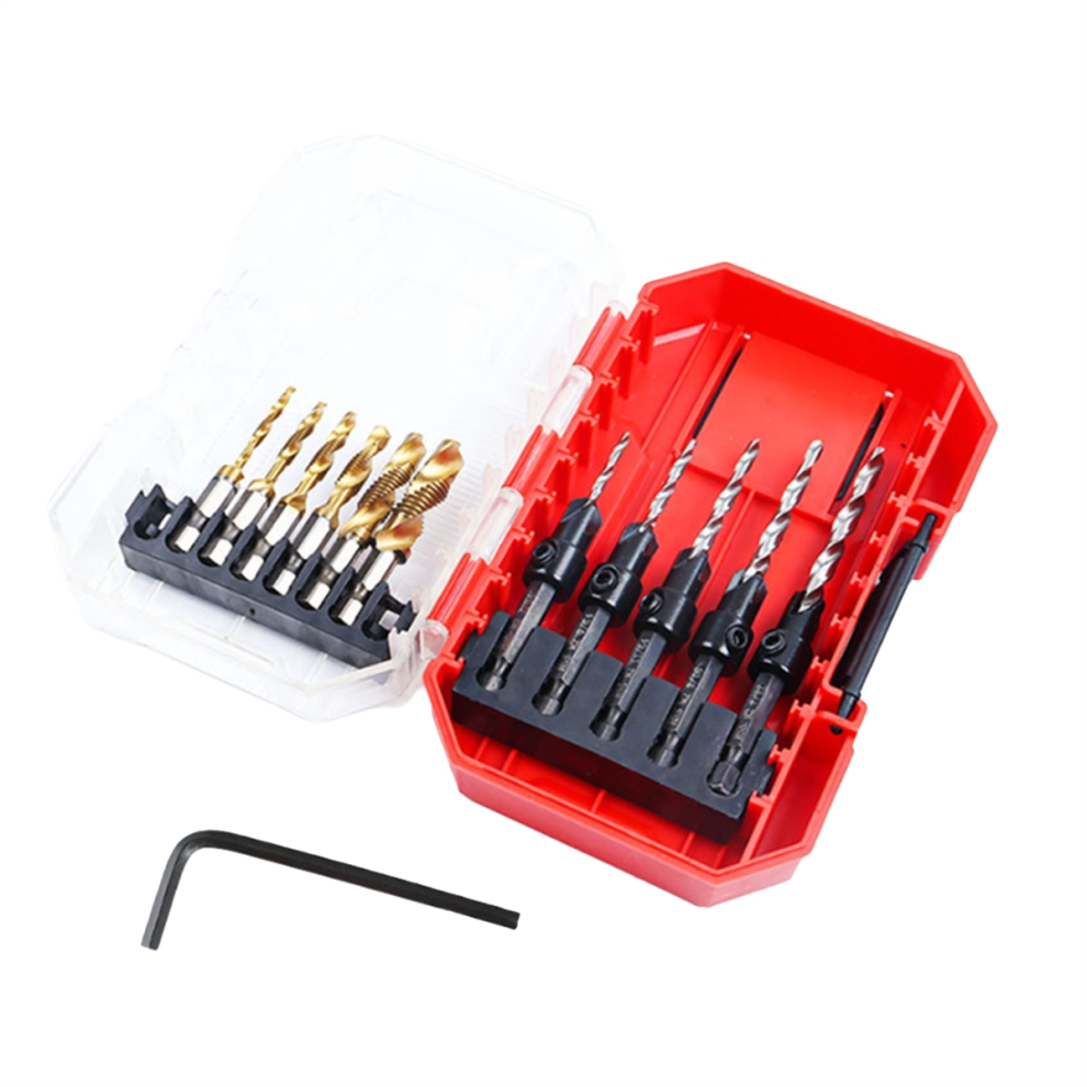 Tapping Drill Bit Countersink Woodworking Drill Tap 12-Piece Set 4852091364297