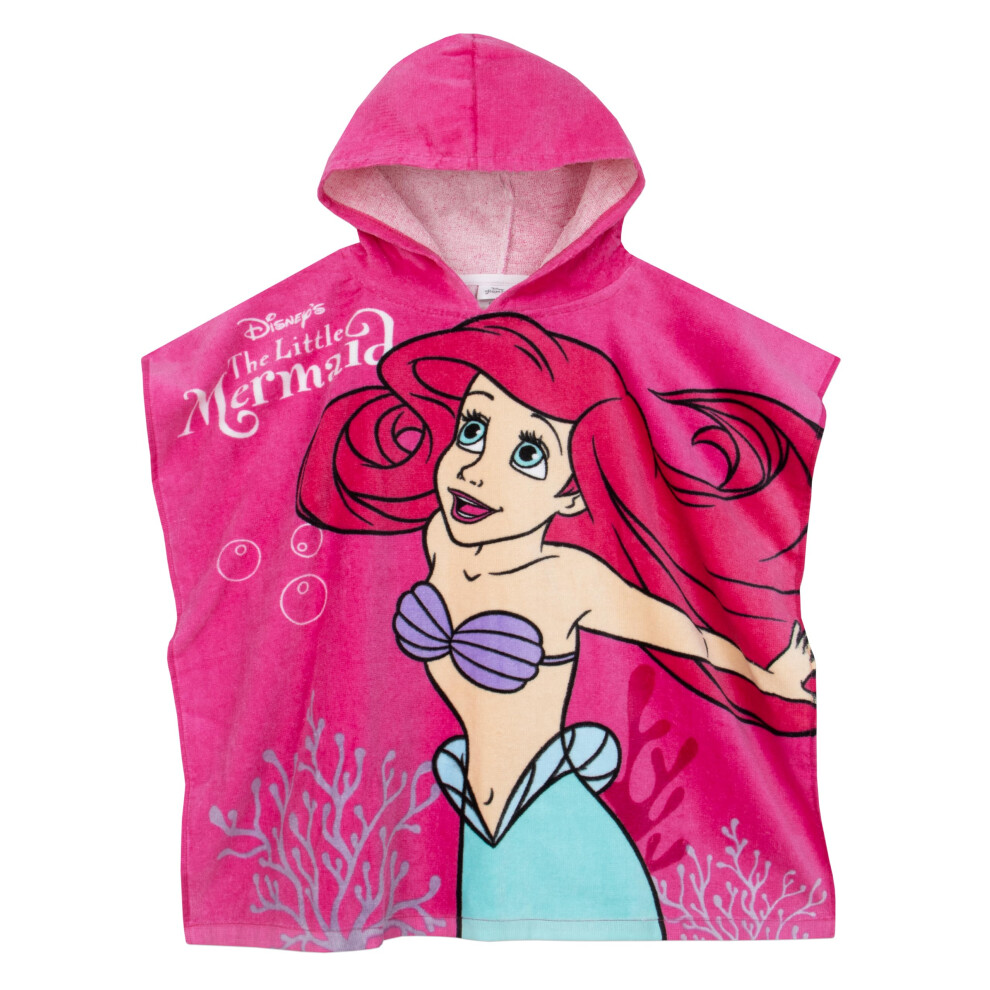 Disney Girls Beach Towel | Ariel Towel Poncho | Cotton Hooded Towel | The Little Mermaid Towel for Girls | One Size Pink  lmpo2548