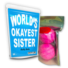 Badebomben    Worlds Okayest Sister        XL Pink Fizzers f   r Schwestern     Handgefertigt, Hergestellt in Amerika, 2 St   ck