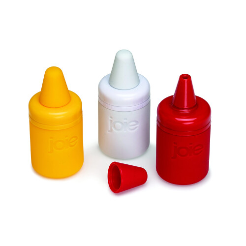 Joie Joie Condiment Mini Squeeze-flaskor med munstyckslock Non-Stick silikonset om 3 1