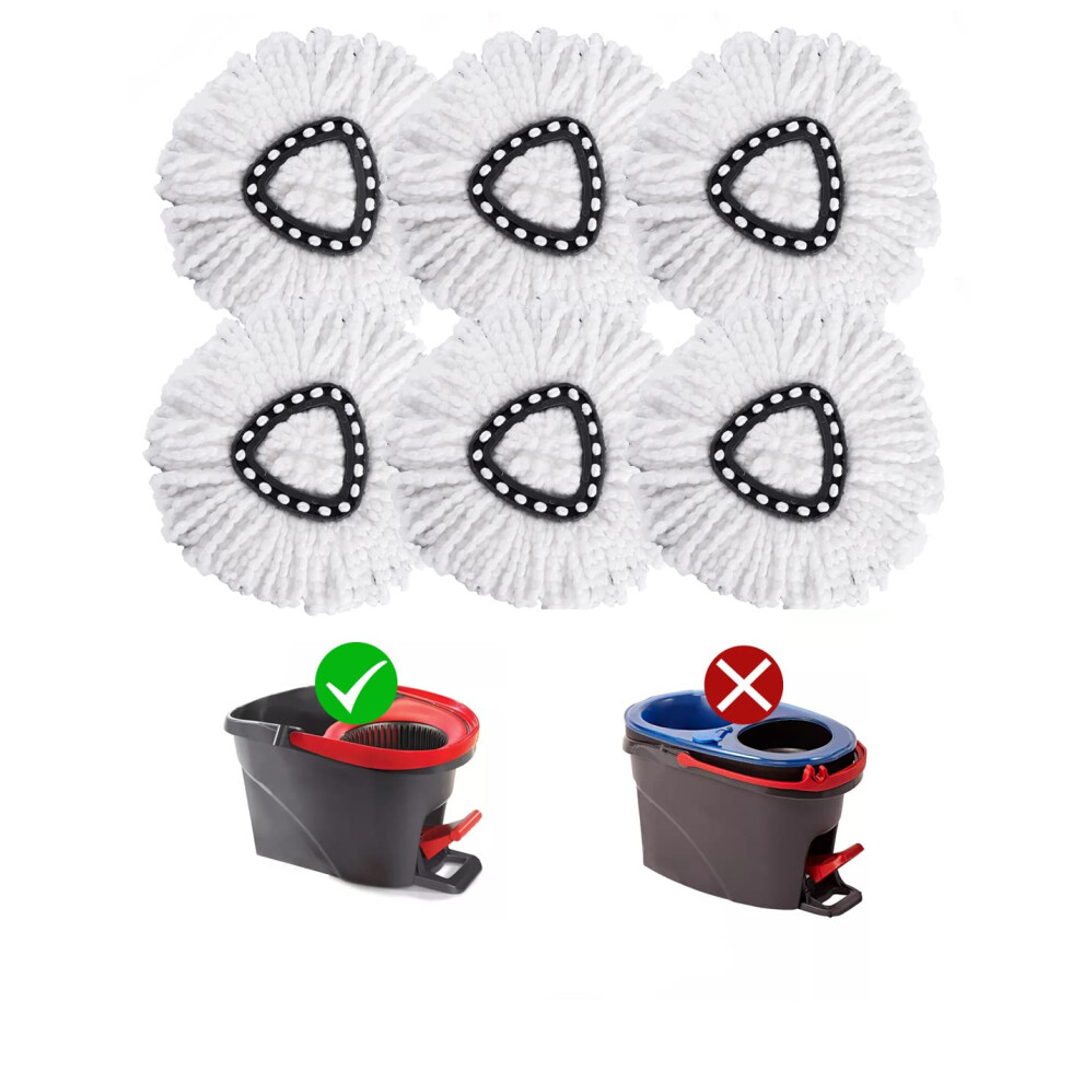 Matthew Cleaning - Confezione Da 6 Testine Di Ricambio Per Mocio Rotante In Microfibra, Colore Bianco, Compatibili Con Testine Di Ricambio Per Mocio In Cedro O Cedar, Eccellente Assorbenza, Lavabile-image