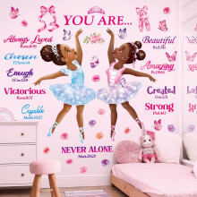 DECOWALL SG2-2319 Black Girl Magic Balerina fali matrick matrick Afro muvszet nok inspirl hlszoba gyerekszoba Gyerek dekor Baba pillang dekor