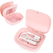 LONGMON Retainer Case With Mirror Compatible with Invisalign Vent Holes Contain Remover Tool Cleaning Brush Chewies for Invisalign