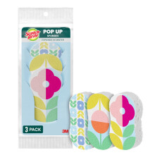 Scotch-Brite Brite Blooms pop-up keukenspons Unieke gecomprimeerde keukenspons voor zachte reiniging Lentebloemenpatroon Schotelspons die uitzet met