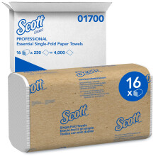 Asciugamani di carta piegati singolarmente Scott Professional Essential (01700) bianchi (250 fogli/confezione, 16 confezioni/scatola, 4.000 fogli