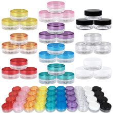 Beauticom 120 stuks 3G/3ML lege doorzichtige containerpot met veelkleurige deksels voor make-up cosmetische monsters kleine sieraden kralen nagelbede