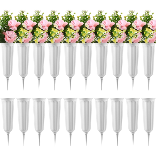 Pacote com 20 vasos de cemitério com pontas, vasos de plástico para flores