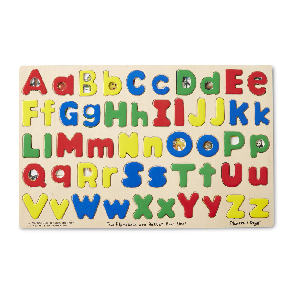 Photos - Educational Toy Melissa&Doug Melissa & Doug Upper & Lower Case Alphabet Letters Wooden Puzzle  47 (52 pcs)