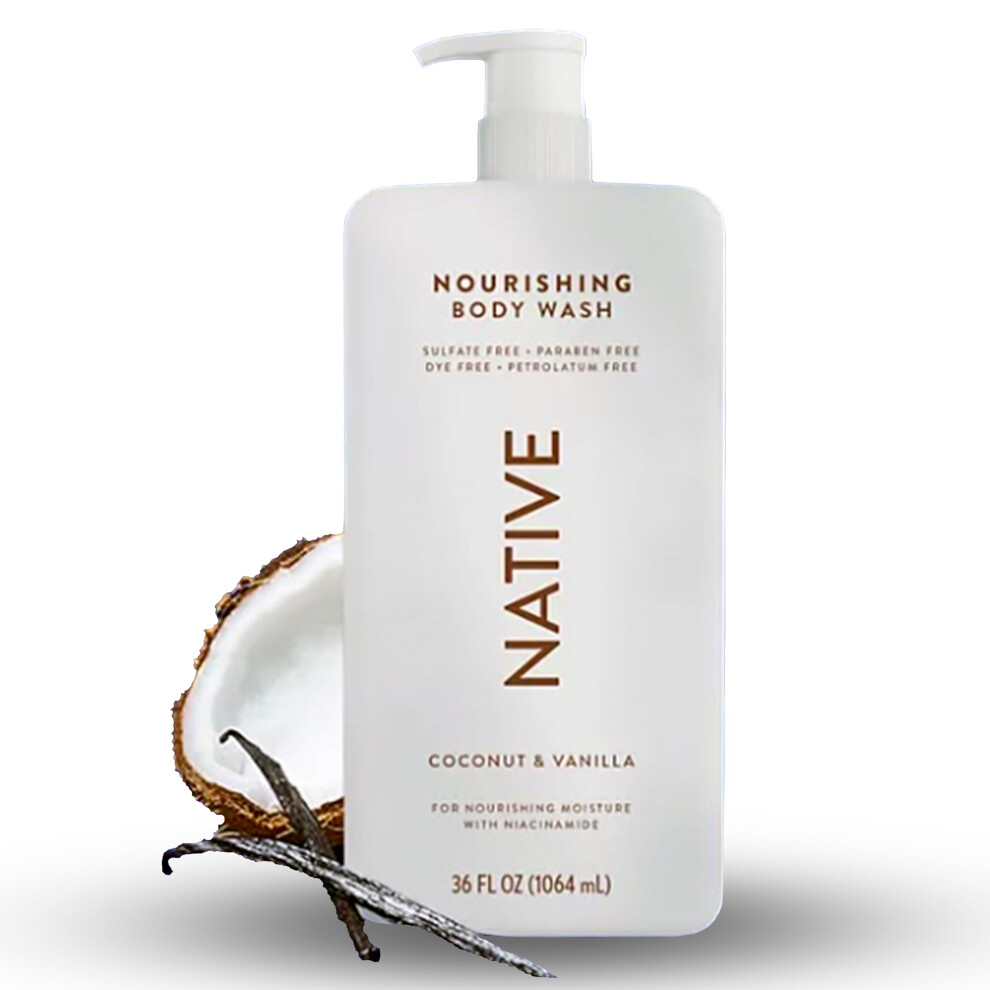 Hjemmehã¸Rende Native Body Wash - Coconut & Vanilla - Sulfate Free - 36 Fl Oz