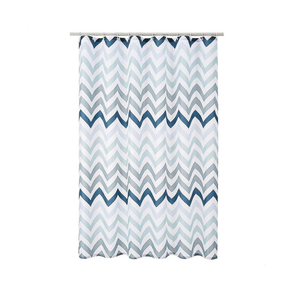 Fabric Shower Curtain - 72 X 72 Inch, Ombre Chevron For Bathroom Blue