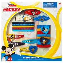 Luv Her Girls'-haaraccessoireset - 20-pack met Disney Mickey Mouse - Inclusief 3 haarspeldjes 4 klikclips 5 elastieken 8 badstofpony's - Dagelijks ge