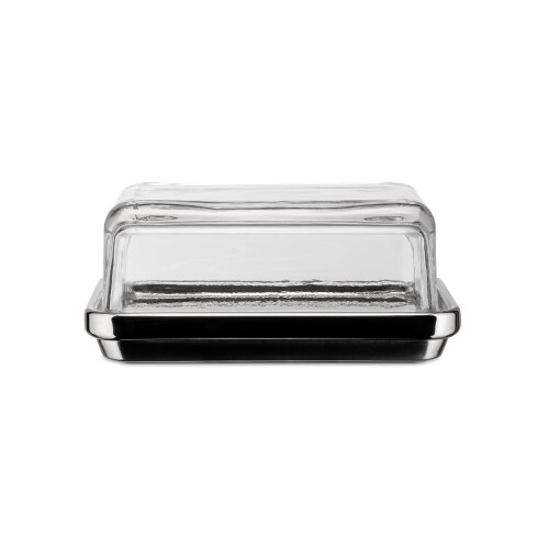 Alessi Alessi ES03-Design Botervloot met Deksel Glas, Spiegellak, Staal