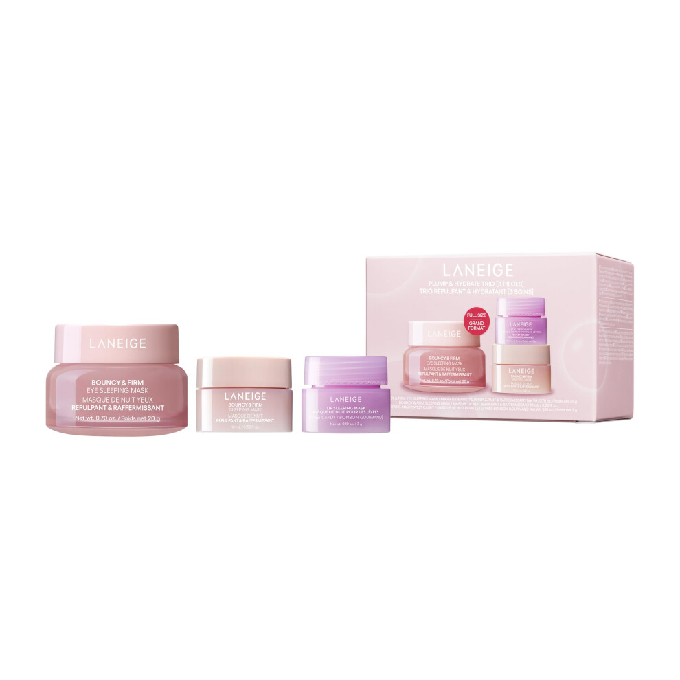 LANEIGE Plump & Hydrate Trio: Bouncy & Firm Travel Set with Eye  Face & Lip Sleeping Mask for Glowy  Plump-looking Skin