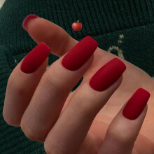 Matte Wine Red Press On Nails Medium Long Square Medium Coffin Nails Acrylic Nails Press ons Glue on Nails Medium Length Solid Color Fake Nails for