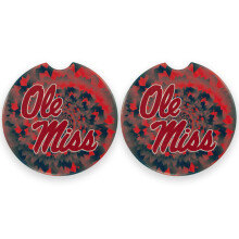 University of Mississippi Set of 2 Car Coasters by Magnolia Lane- Removable Absorbent Ceramic Stone Coasters - Ideal Gift for Students Alumni and Eve