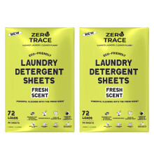 Zero Trace All Naturliga tvttmedelslakan - Kraftfullt miljvnligt resetvttmedel med frsch doft (144 laddningar 72 ark)