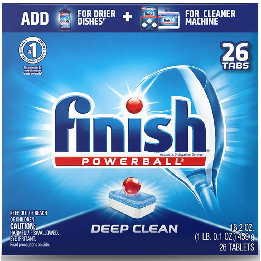 Finish - All in 1-26ct - Dishwasher Detergent - Powerball - Dishwashing Tablets - Dish Tabs - Deep Clean - Fresh Scent