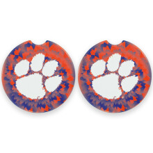 Clemson University Set of 2 Car Coasters by Magnolia Lane- Removable Absorbent Ceramic Stone Coasters - Ideal Gift for Students Alumni and Everyday F