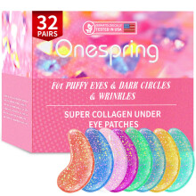Onespring Under Eye Patches (32 Pairs) - Collagen-Infused Anti-Puffiness & Dark Circle Treatment - Luxurious Skincare for Under Eye Bags & Fine