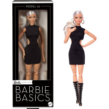 Barbie Basics Model 02 Collector Doll with Blonde Hair Black Mini Dress & Gladiator Boots Universal-fit Fashions Posable Body & Swappable Doll Hea
