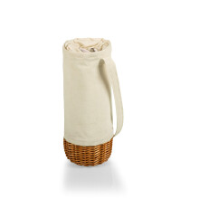 Time de piquenique Malbec Isolado Canvas e Willow Wine Bottle Basket - Saco de Vinhos - Bolsa Presente (Tela Bege)